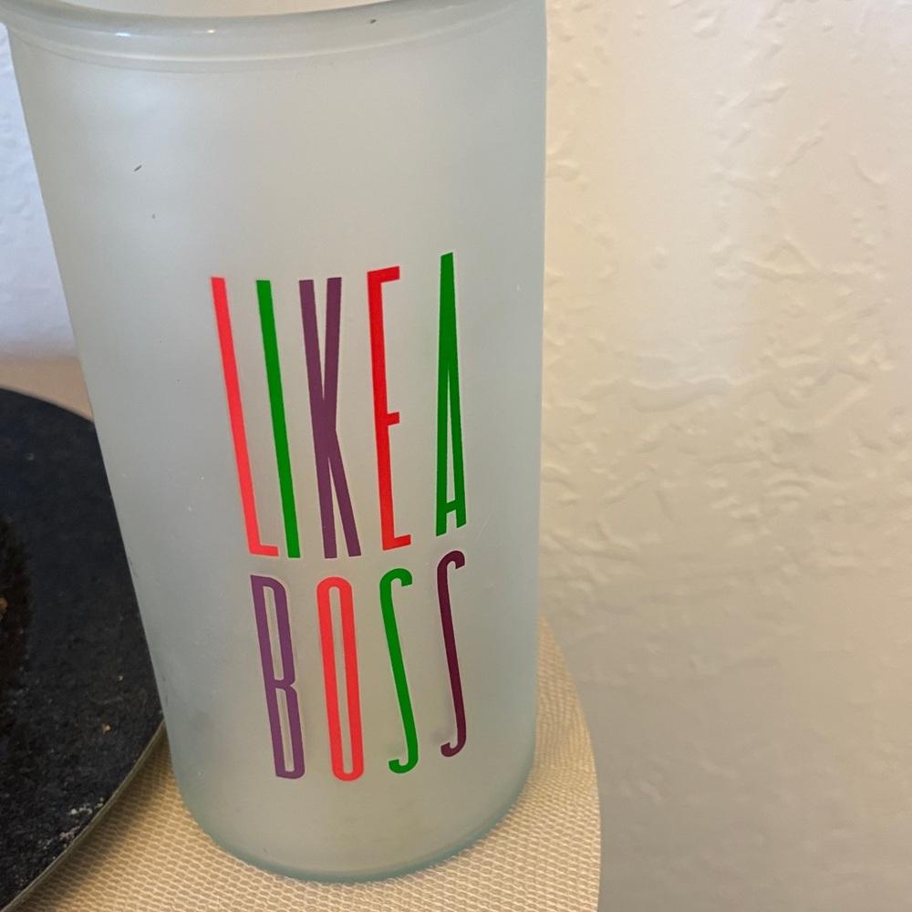 Boss Frosted Glass Tumbler with Colorful Text